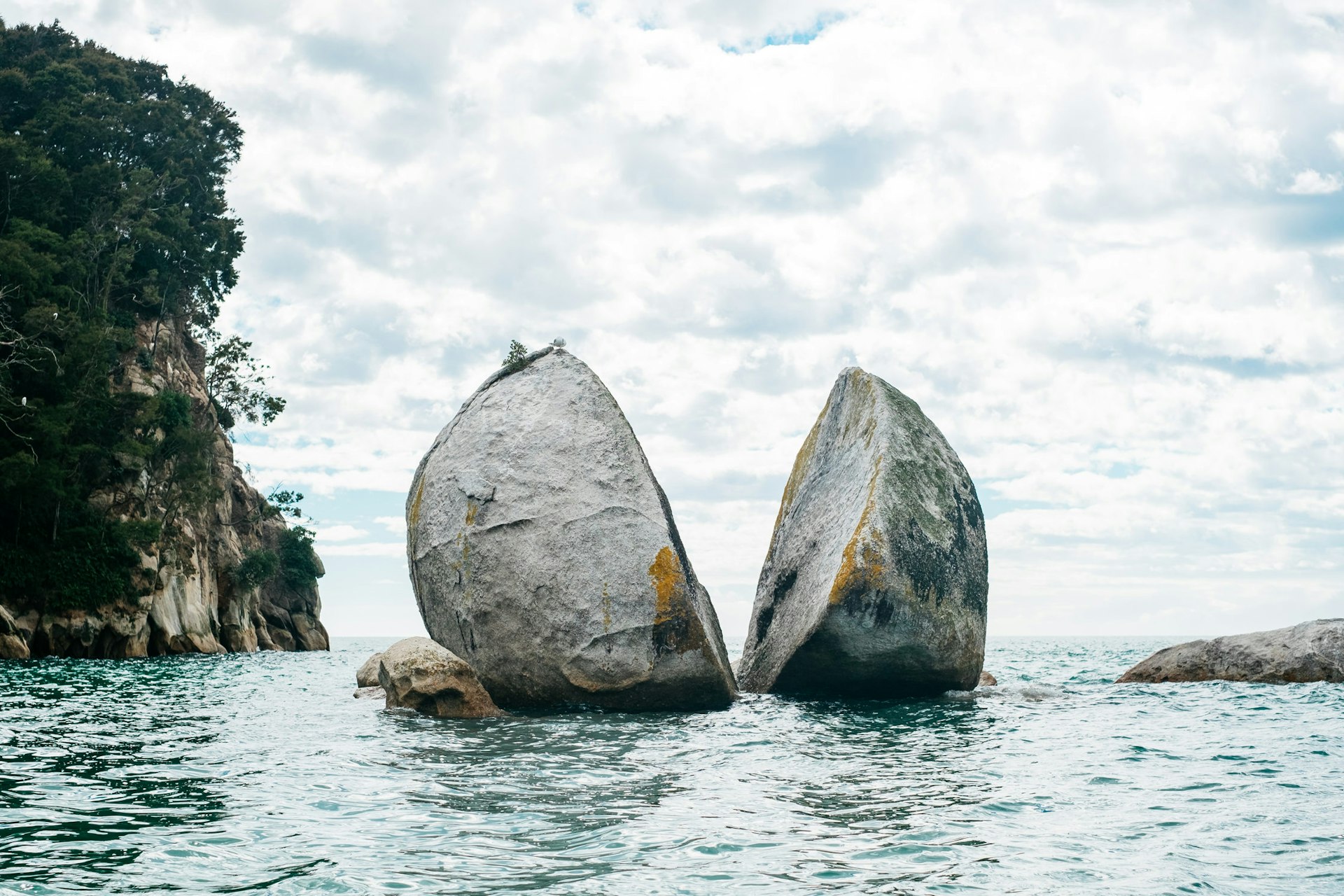 gray rock cut in half